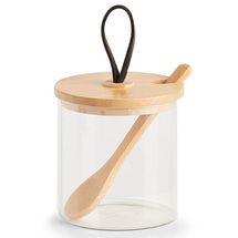 Zeller Present Oppbevaringsglass med Skje og Bambuslokk - 320 ml