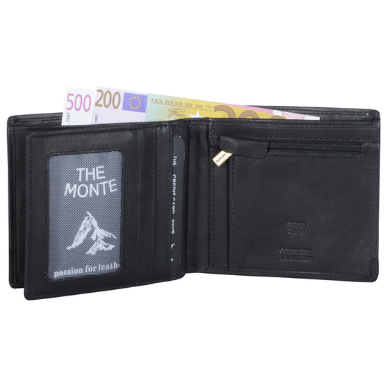 The Monte Svart Skinn Vintage Dollarlommebok - 13 Kort