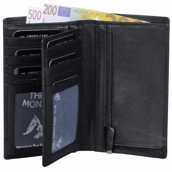 The Monte RFID-safe 2+1 Fløyet Lommebok i Skinn - 16 kort
