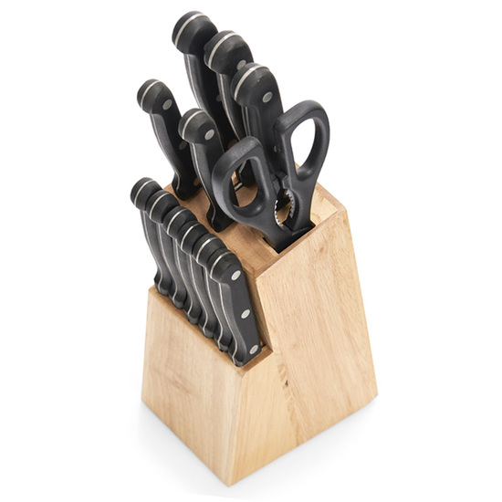 Zeller Present Knivblokk av Tre + Sett med 11 Kniver