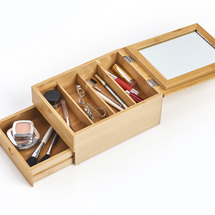 Zeller Present Makeup Box / Smykkeskrin i Tre Med Speil