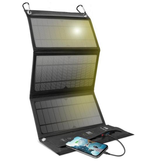 Sbs Sammenleggbar Lader med Solcellepanel / Solceller - 21 Watt