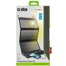 Sbs Sammenleggbar Lader med Solcellepanel / Solceller - 21 Watt
